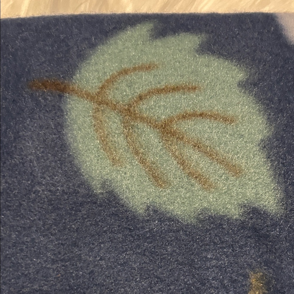Cozy Blue Leaf and Paw Print Blanket - Picture 6 of 10